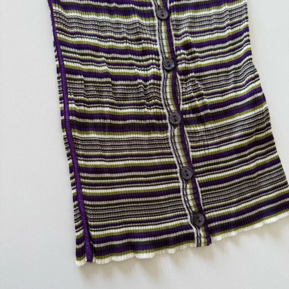 Dolce & Gabbana Striped Long Cardigan with Purple Accents, Size 38